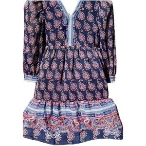 AQUA Girls' Size Small Boho Dress Navy Lightweight Paisley Bloomingdale's